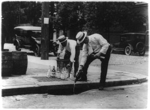 Prohibition pouring alcohol into the drain